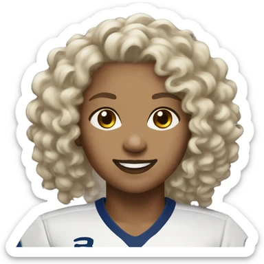 create a light skin curly hair female volleyball  sticker