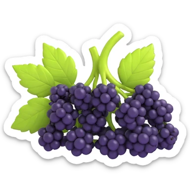 Make the cherry antipy as volumetric as possible, add expressive lighting and shading, change the color of the berries to black, in a modern 3D iOS style with a clean background. sticker