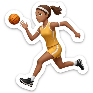Side view of final scorer player running and holding up her right hand sticker