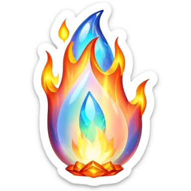opal crystal flame fire shape sticker