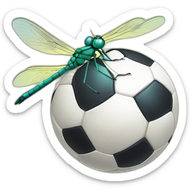 Dragonfly, cute, cartoon, smiling, soccer ball sticker