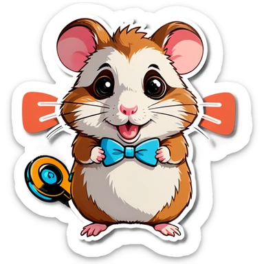 Hamster with a big eyes, bow, and stethoscope  sticker