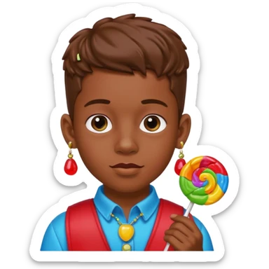 boy with a lot of accessories and earrings made out of candy sticker