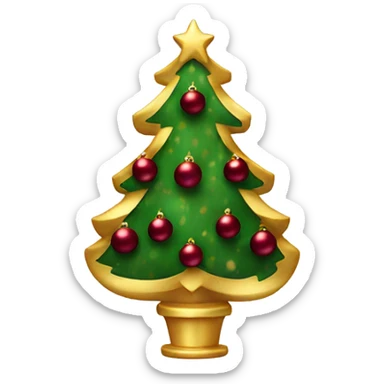 Christmas tree with gold and maroon ornaments  sticker