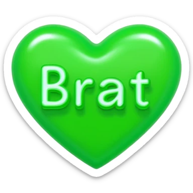 The word brat on a neon green heart  sticker