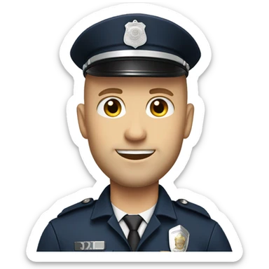 Bald Caucasian man with light beard in police uniform  sticker