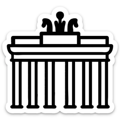 Recolor the Brandenburg Gate icon with a dark gray fill and a gray outline in a minimalist style as shown in the example. sticker