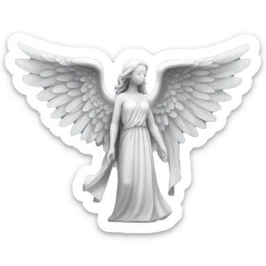 Angel wings with stone statue sticker