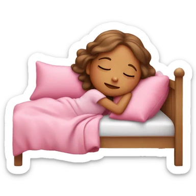 cute girl sleeping pink bed sticker