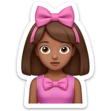 
Chica con piel morena y pelo marron con un laso en la cabeza y un top rosa sticker