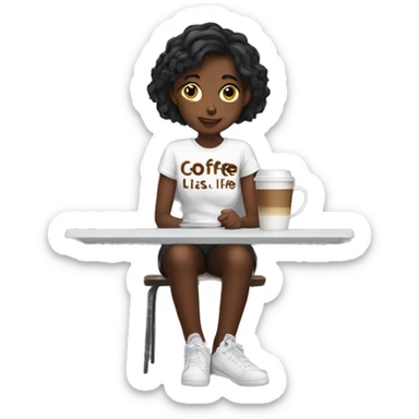 Girl Student with a tshirt Saying Coffee is life  sticker