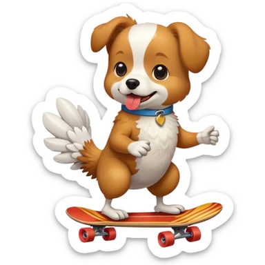 dog riding skateboard eating chicken wing sticker