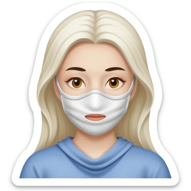 lady is relaxing with a facemask sticker