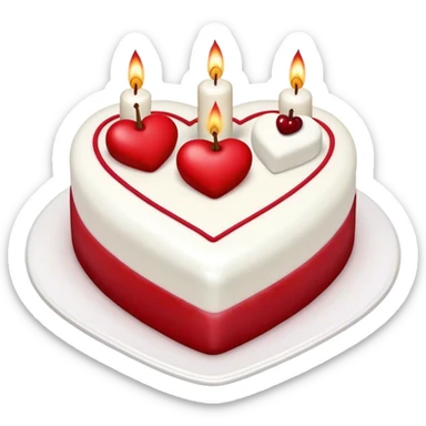 heart shaped cake mini cherries on top and 3 candles coquette sticker