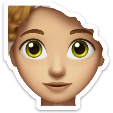 girl with brown hair, green eyes, freckles and is pretty sticker