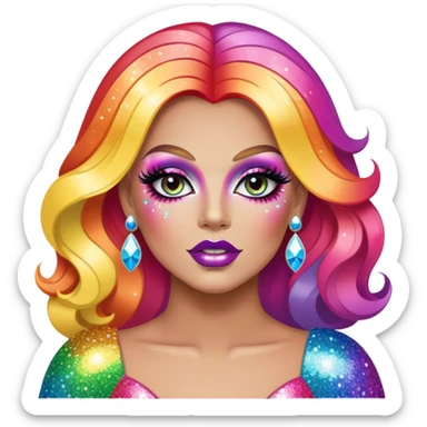 rainbow drag queen glitter sparkles babe girl makeup diva brat sticker