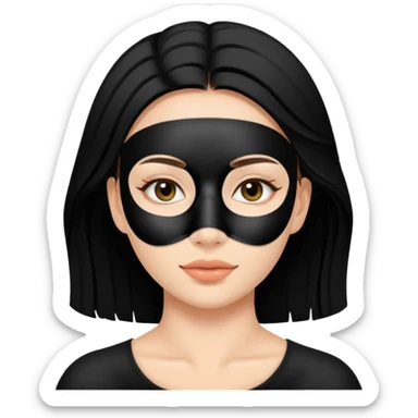 young woman with black facial treatment mask, skincare style. sticker