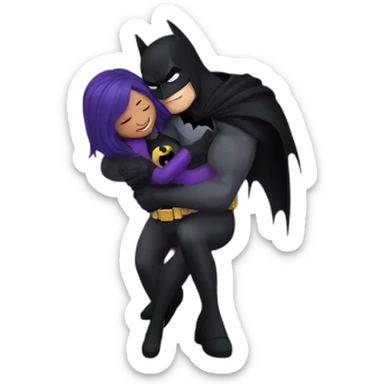 Batman hugging Raven from teen titans sticker