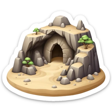 generate realistic detailed cave in 3d style with sand  sticker
