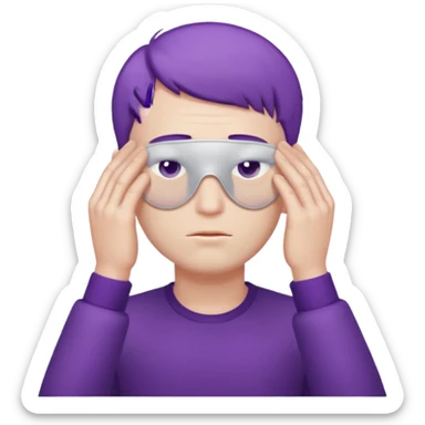 men with purple short hair which cover eyes sticker