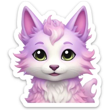 Kawaii colorful bright light pastel lilac-pink-white-gradient fantasy ethereal anthro fursona animal creature sticker