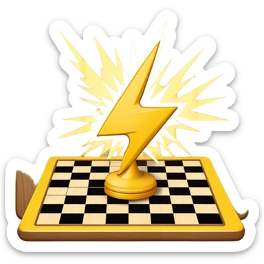 a yellow lightning hitting a chess board sticker