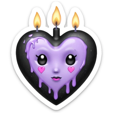 pastel goth heart with lavender candle sticker