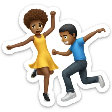 Girl drop kicking boy  sticker