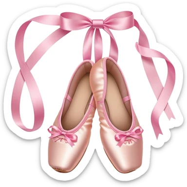 sewn pointe shoes with elastics and ribbons sticker