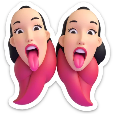 woman with two heads sticking out their tongues sticker