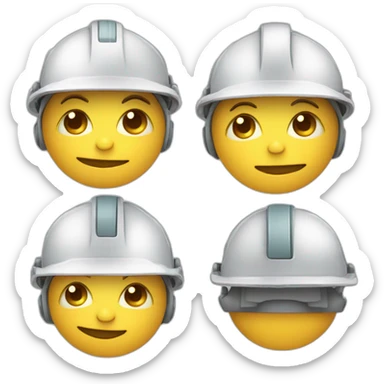 cute robot with a round face and ears wearing construction hat sticker