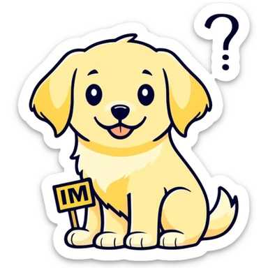 white golden retriever holding an im stupid sign sticker