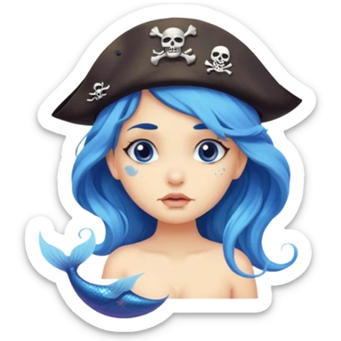 a sad mermaid wearing pirate hat  sticker