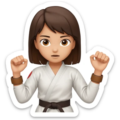 Karate Brunette girl whit brown or black belt that practice sticker