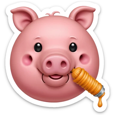 Un cerdito mordiéndose el dedo coqueteando que el cerdo tenga pestañas cortitas y encrespadad sticker