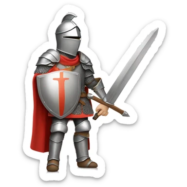 knight in armor wielding sword and shield sticker