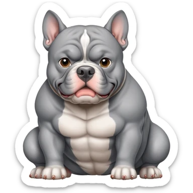 American Bully with cropped ears. Silver-gray fur. sticker