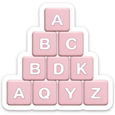 Light pink and white toy alphabet blocks stacked sticker