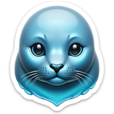 Cinematic Noble Seal Portrait Emoji, Poised and refined, with a sleek, streamlined body adorned in smooth, glossy hues and deep, soulful eyes, Simplified yet sharp and sophisticated features, highly detailed, glowing with a soft, aquatic glow, high shine, intelligent and graceful, stylized with an air of maritime elegance, focused and alert, soft glowing outline, capturing the essence of a watchful ocean guardian that feels as though it could glide out of the screen with effortless authority! sticker