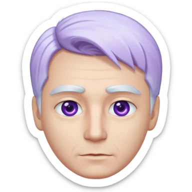 Beyaz göğüs hizasında düz saçları,mor-mavi karışımı göz rengi olan, bembeyaz tenli bir erkek sticker