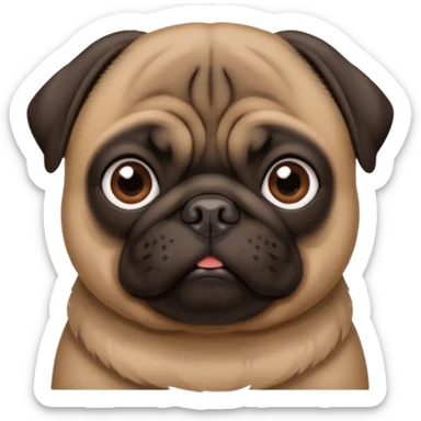 dark brown pug facing forwards, head and shoulders. sticker