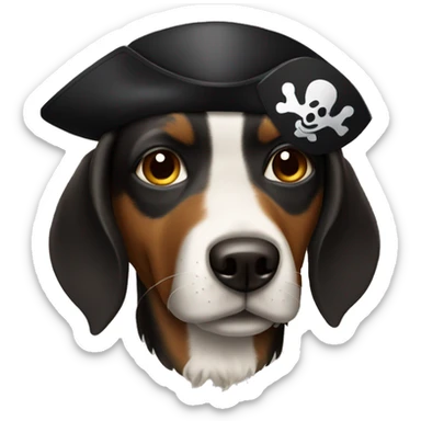  black and brown dog with pirate eye patch over one eye sticker