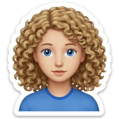 20 year old with wavy-curly dark blonde hair and blue eyes  sticker