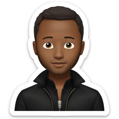 John Legend with dark brown long hair, black outfit sticker