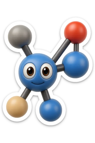 emoji stile iphone in 3d di istamina molecola con occhi con la parte bianca pure, iperrealistico 4k sticker