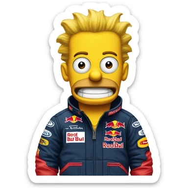 Bart simpson in a red bull formula 1 sticker