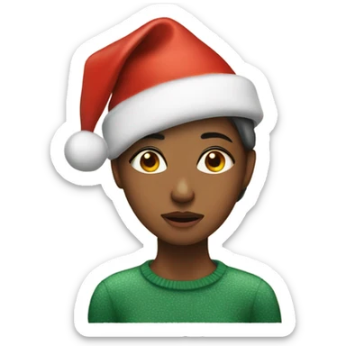 Girl with a Christmas hat that just woke up but is still tired sticker