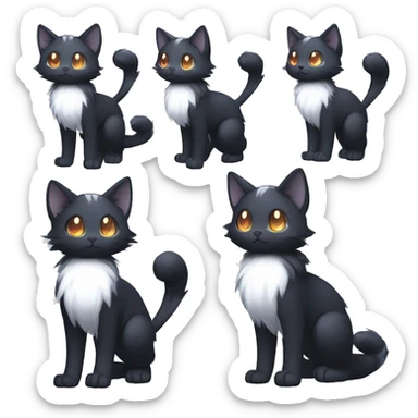 Shiny Shy Cool Black beautiful fantasy Kawaii Ethereal Sona Fakemon-cat-animal Full Body sticker