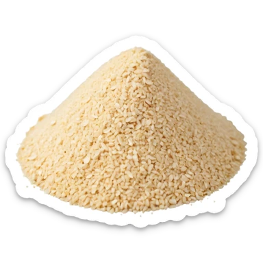 small mound or scatter of garlic powder, pale beige, fine and dry, matte finish, tiny uniform granules, smooth and slightly rounded, apple emoji style, soft lighting, transparent background, emoji scale sticker
