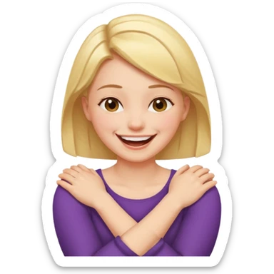 arms crossed holding neck laughing girl sticker